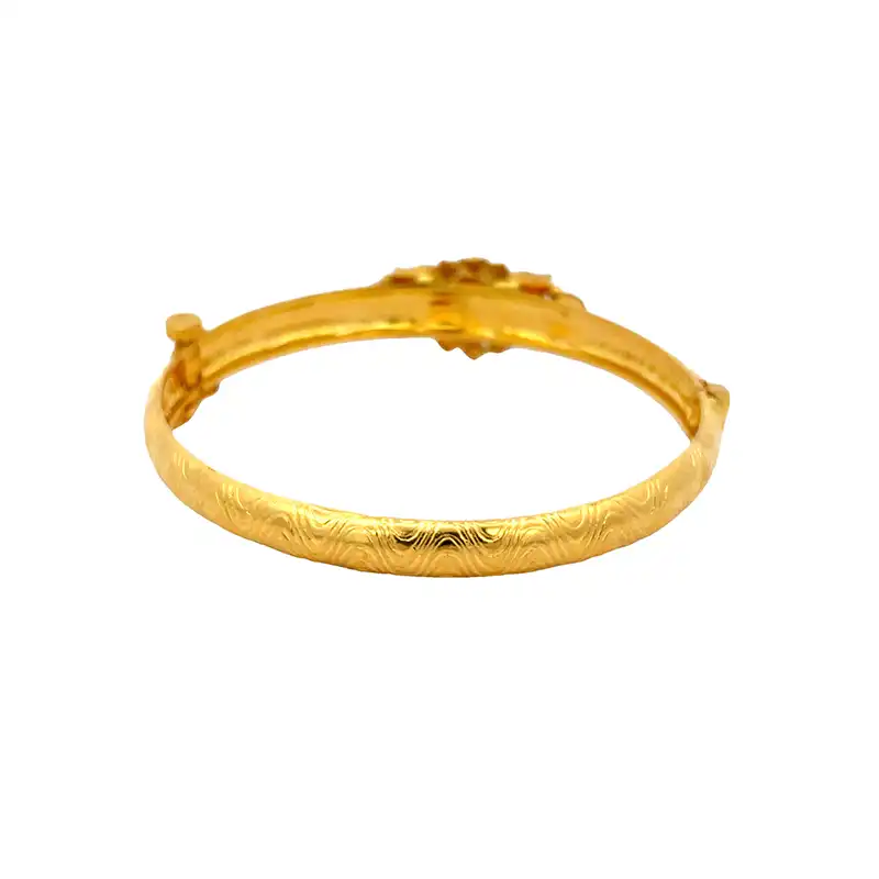 22K Gold Floral Fashion Bangle - Free size